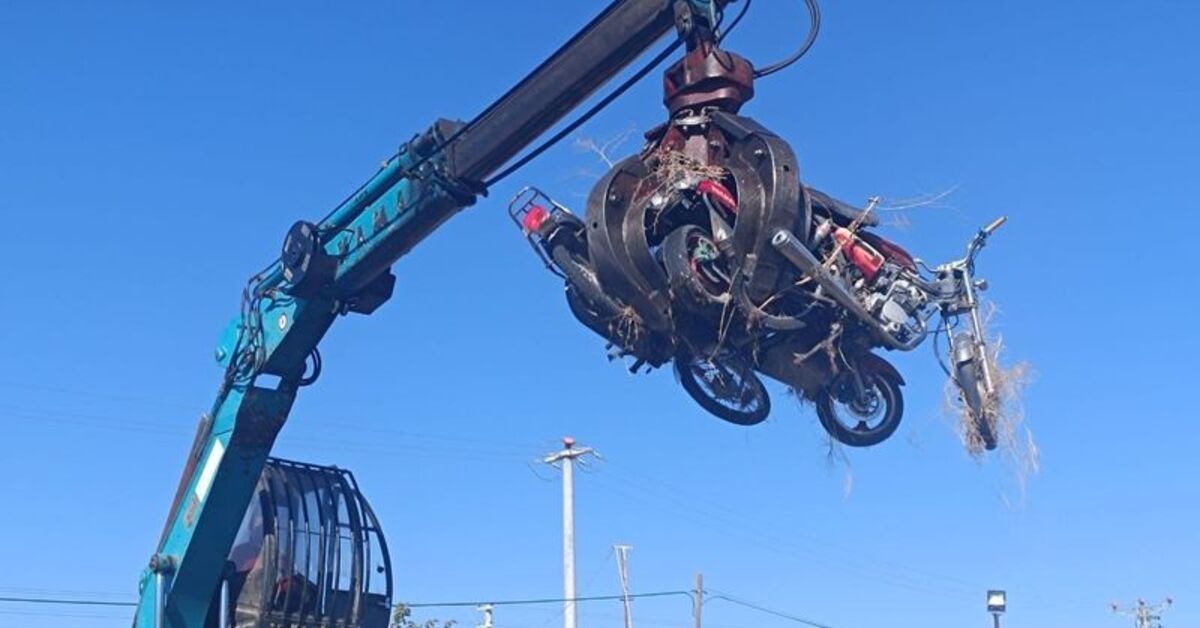 Yediemin otoparkında bekletilen 428 motosiklet geri dönüşüme gönderildi